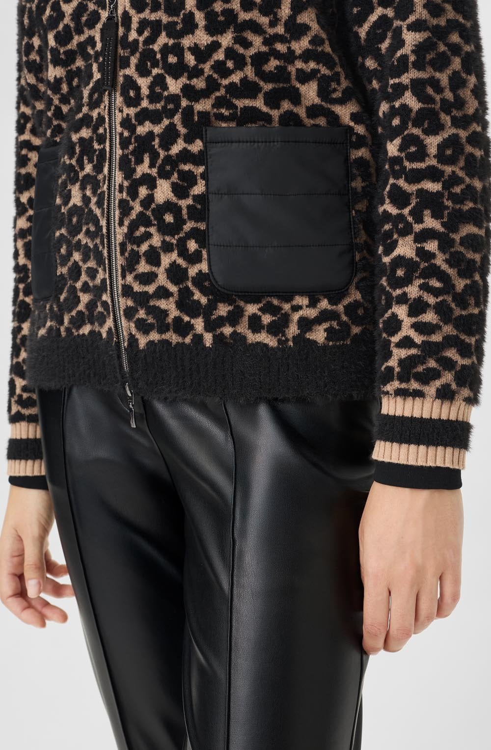 Black Leopard Textured Knit Henny Cardigan