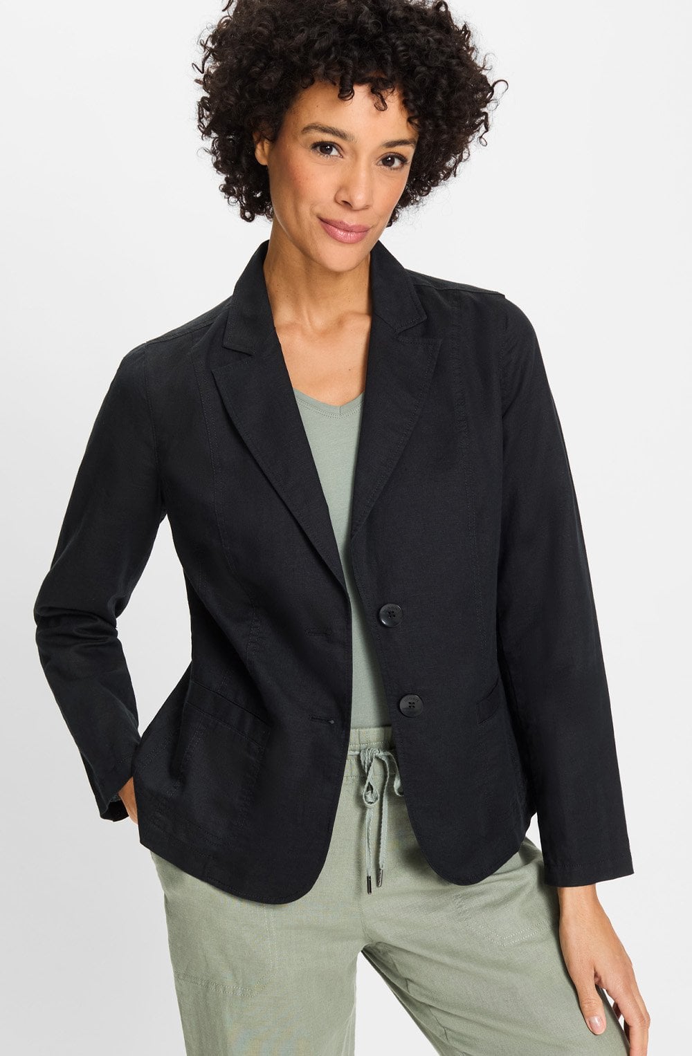 Black Linen Mix Blazer