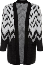 Black Long Knit Pattern Cardigan