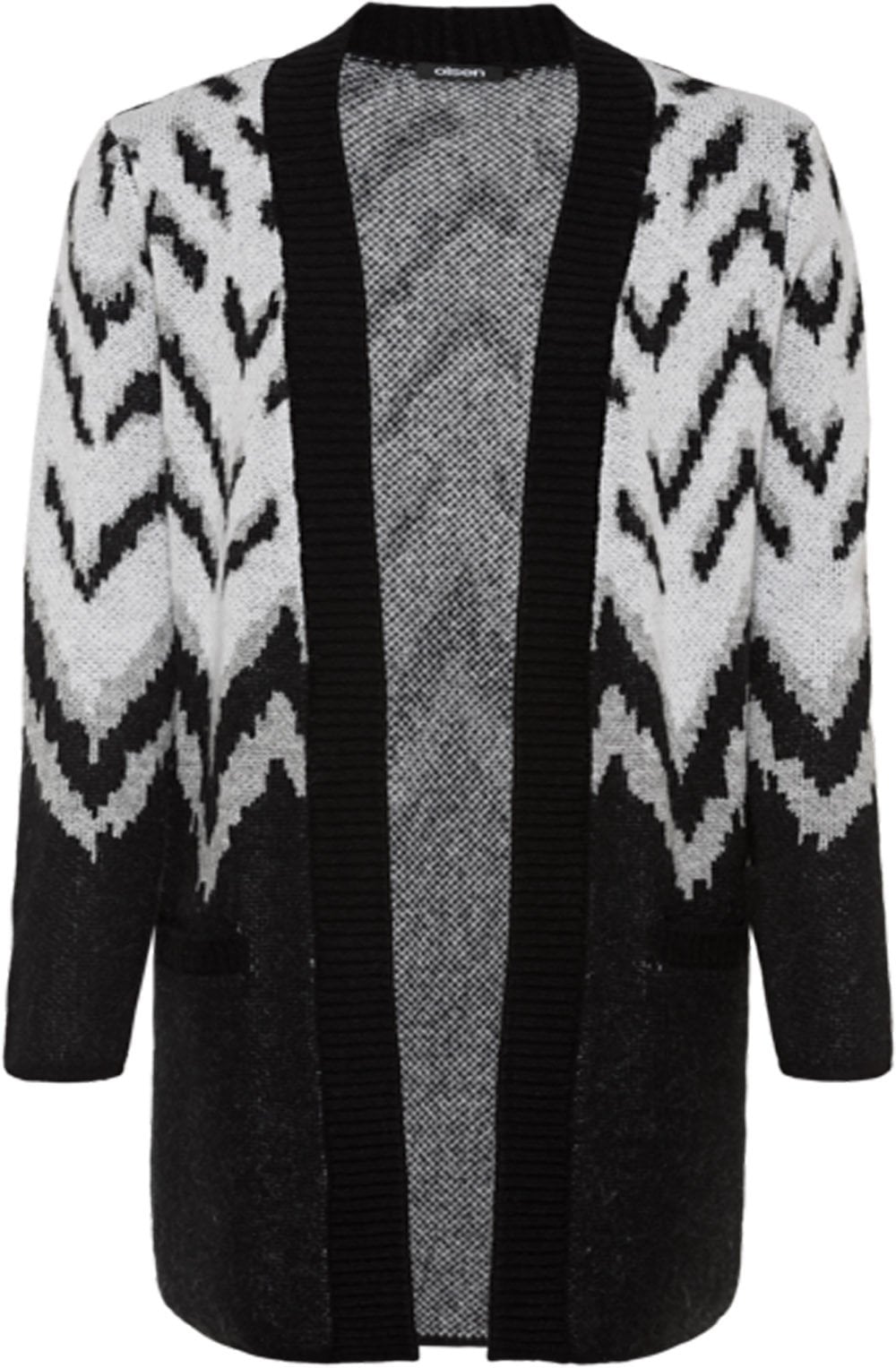 Black Long Knit Pattern Cardigan
