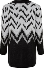Black Long Knit Pattern Cardigan