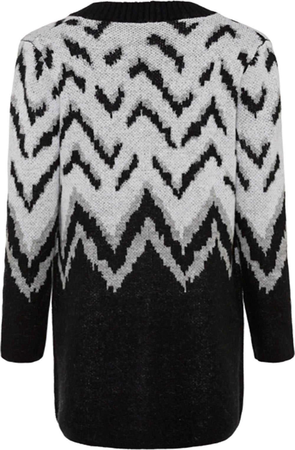 Black Long Knit Pattern Cardigan