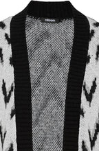 Black Long Knit Pattern Cardigan