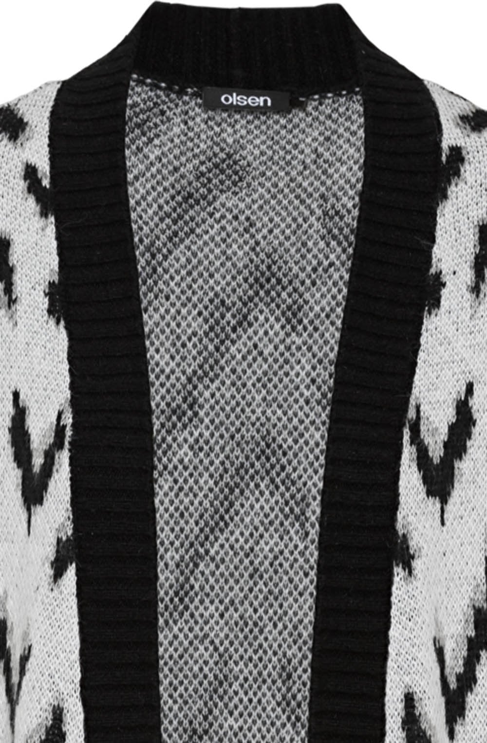 Black Long Knit Pattern Cardigan