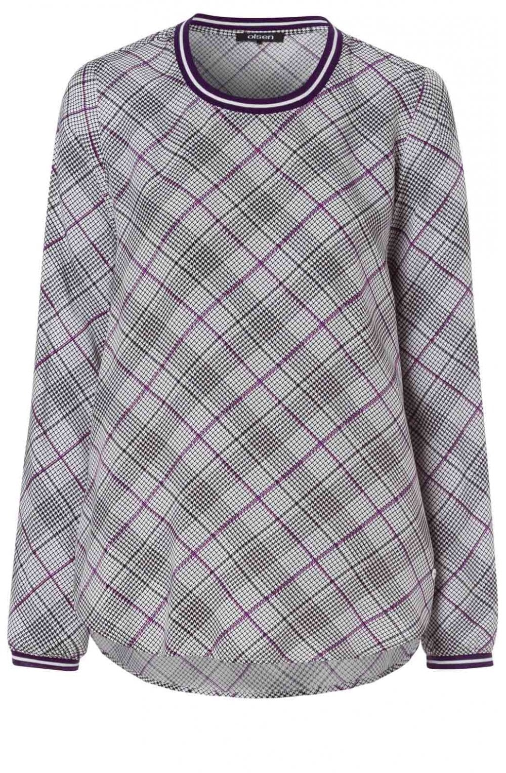 Black & Purple Check Blouse