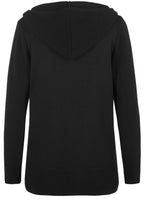 Black Rib Knit Hooded Cardigan