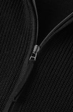 Black Rib Knit Hooded Cardigan