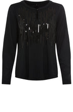 Black Sequinned Peephole Hannah Top