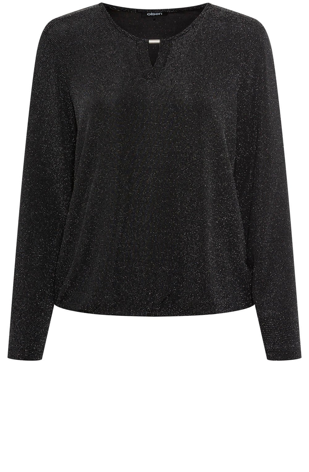 Black Shimmer Peephole Clara Top
