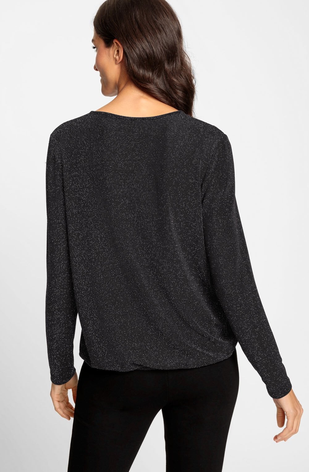 Black Shimmer Peephole Clara Top