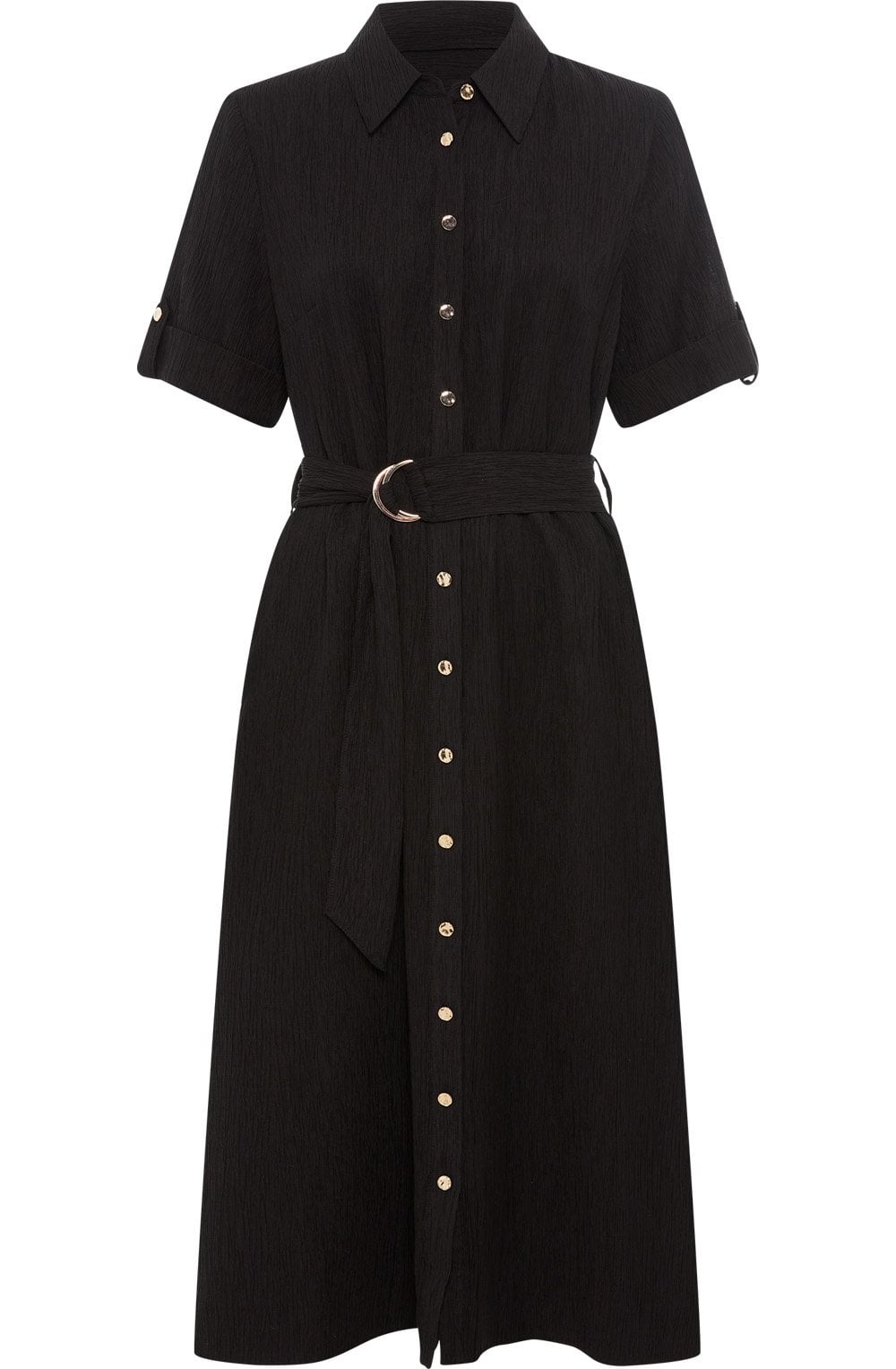 Black Textured Shirt Dress