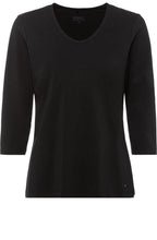 Black V Neck Sleeved Jersey Top