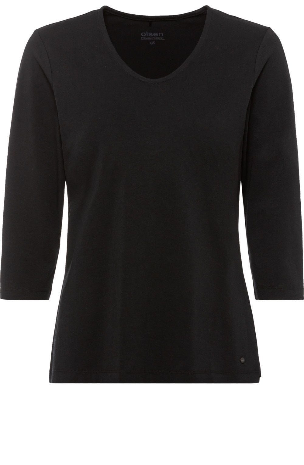 Black V Neck Sleeved Jersey Top