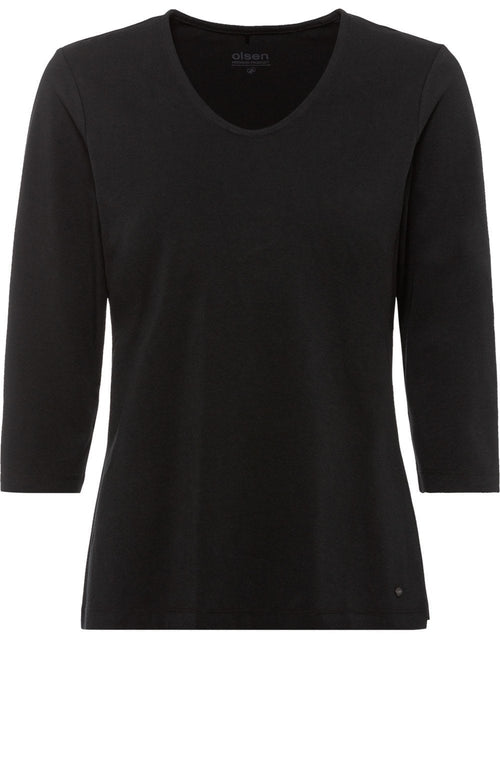 Black V Neck Sleeved Jersey Top