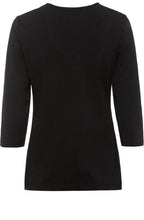 Black V Neck Sleeved Jersey Top