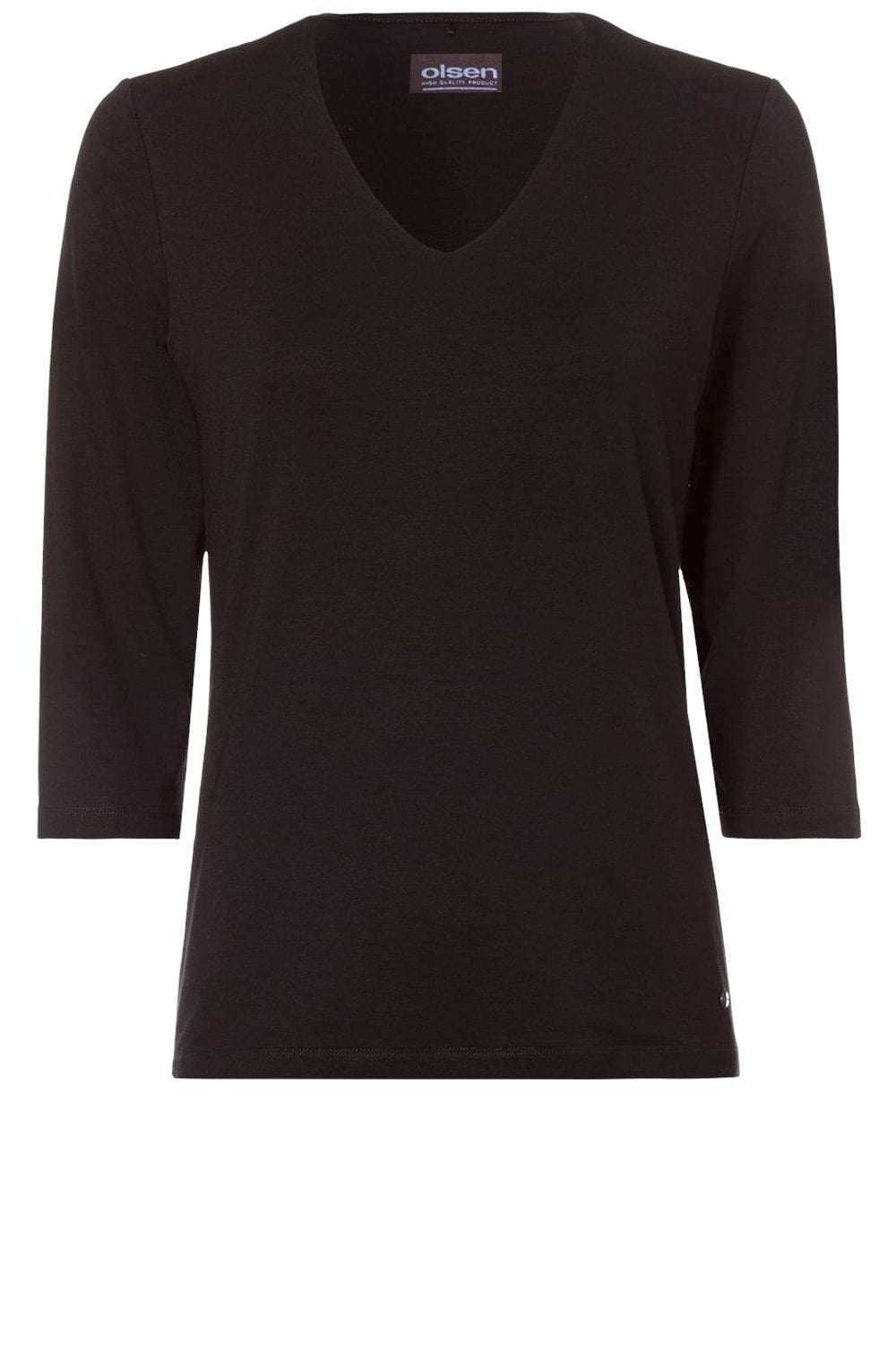 Black V Neck Jersey Top