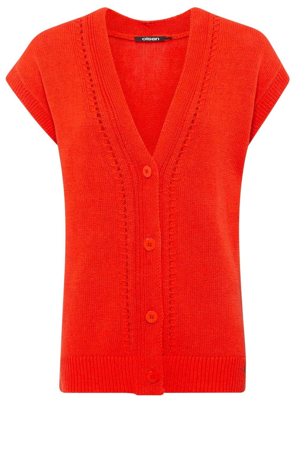 Blossom Red Sleeveless Cardigan
