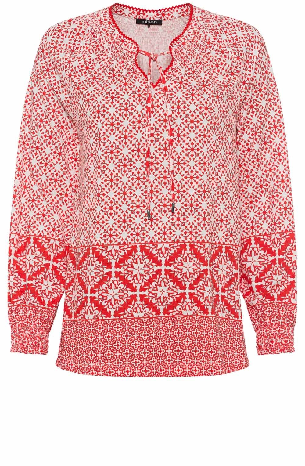 Blossom Red Tie Neck Top