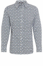 Blue and White Geometric Print Shirt