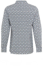 Blue and White Geometric Print Shirt