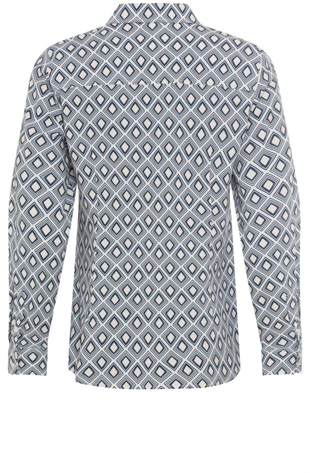 Blue and White Geometric Print Shirt