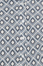 Blue and White Geometric Print Shirt