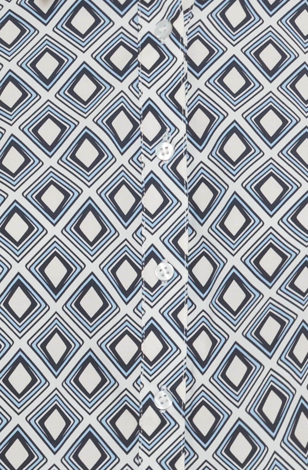 Blue and White Geometric Print Shirt
