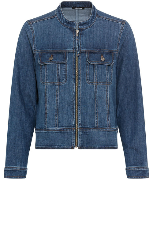 Blue Biker Style Denim Jacket