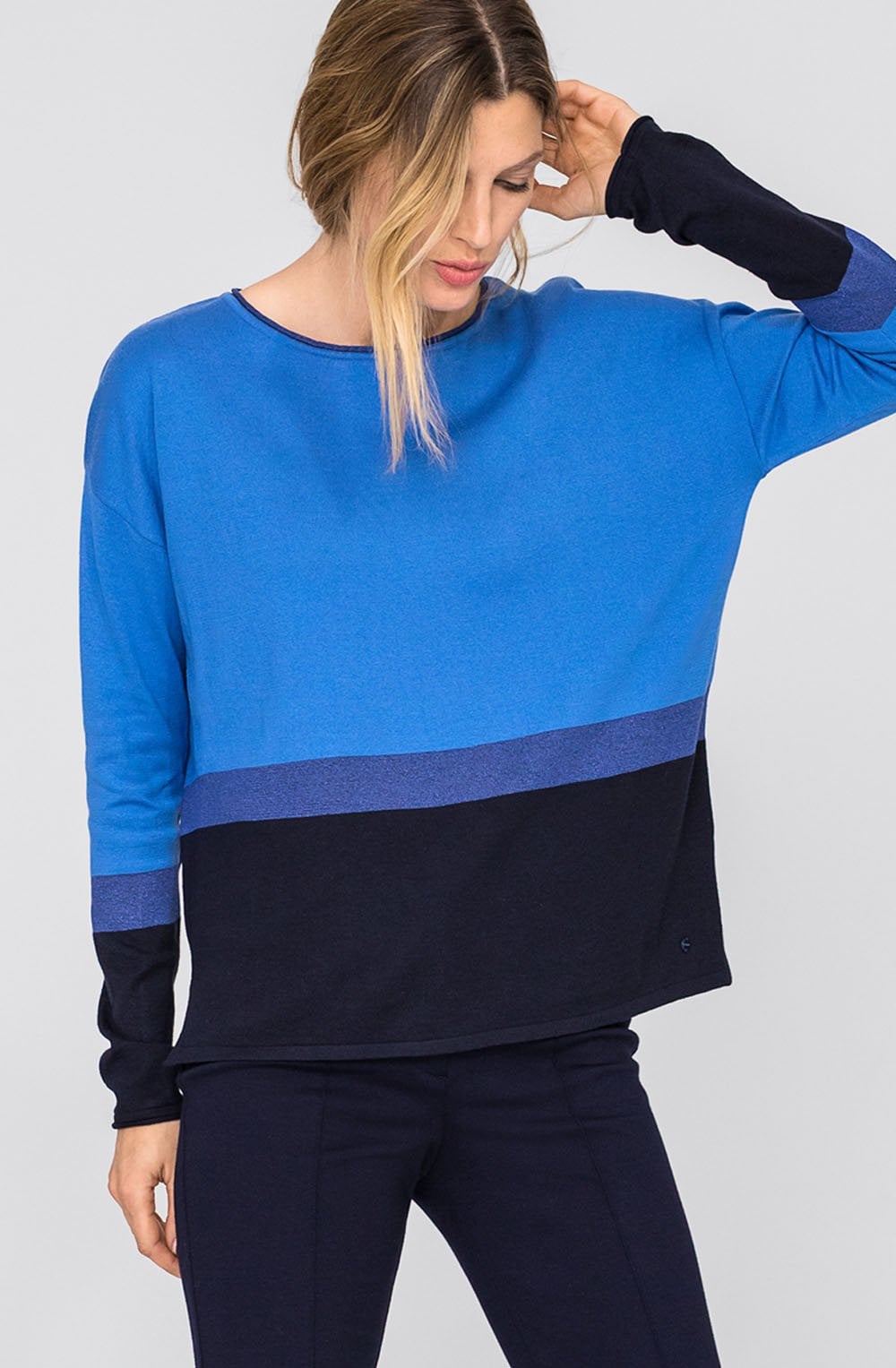 Blue Block Design Sweater