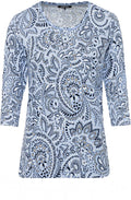 Blue Breeze Patterned Sleeve Top