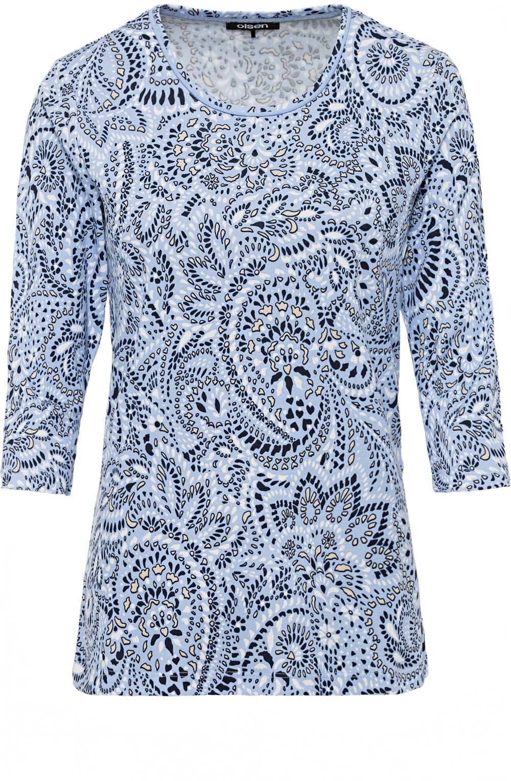 Blue Breeze Patterned Sleeve Top