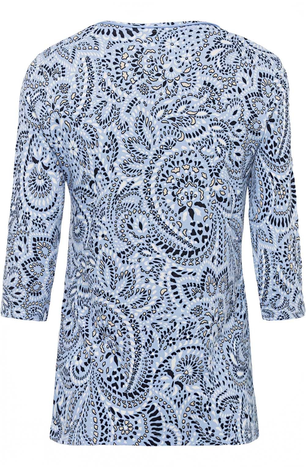 Blue Breeze Patterned Sleeve Top