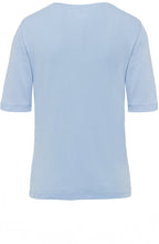 Blue Breeze T Shirt with Gold Floral Design