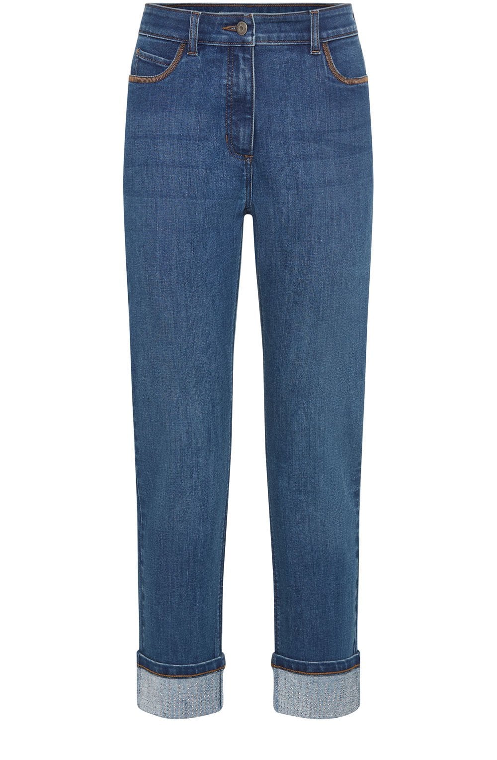 Blue Denim Diamante Turn Up Mona Jeans