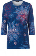 Blue Floral Design Jersey Top