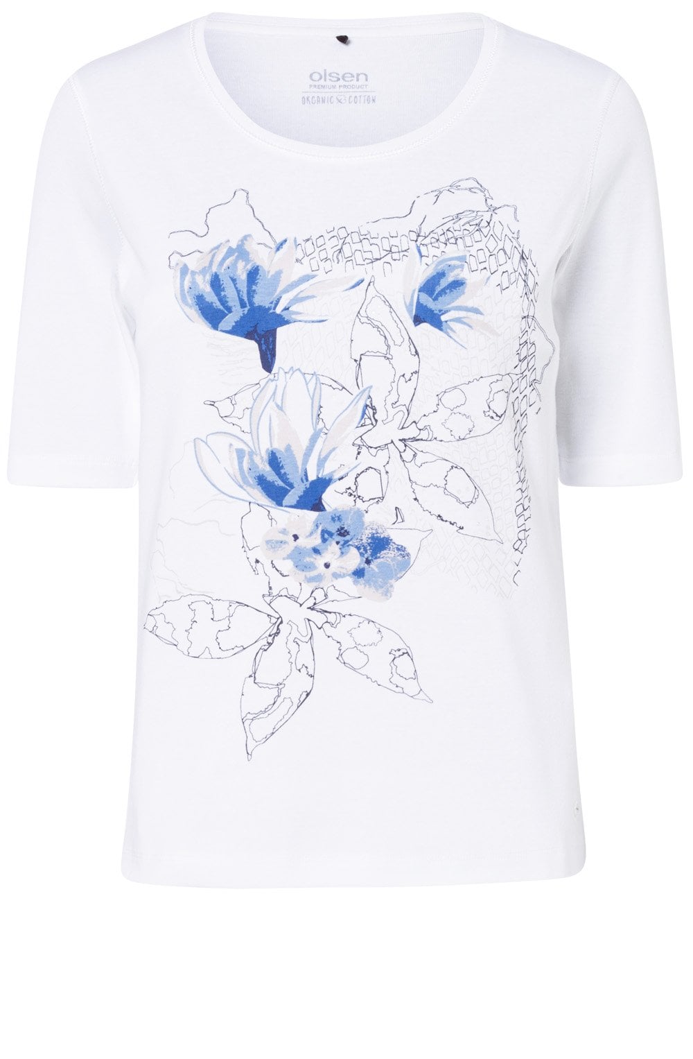 Blue Floral Design T Shirt