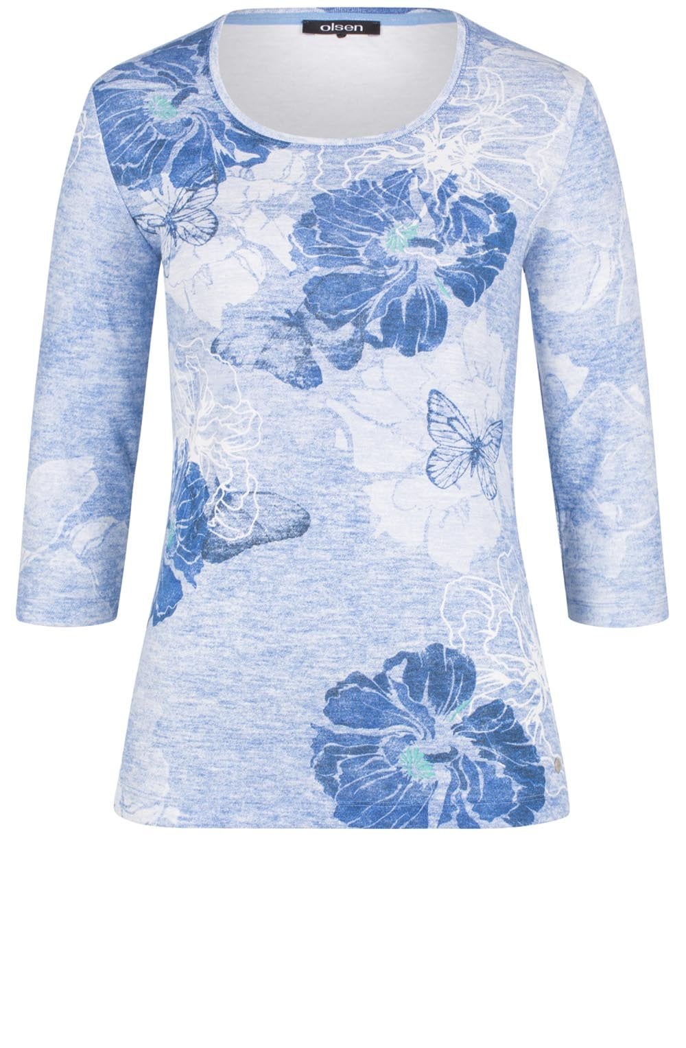 Blue Floral Jersey Top