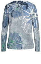 Blue Floral Knit Sweater