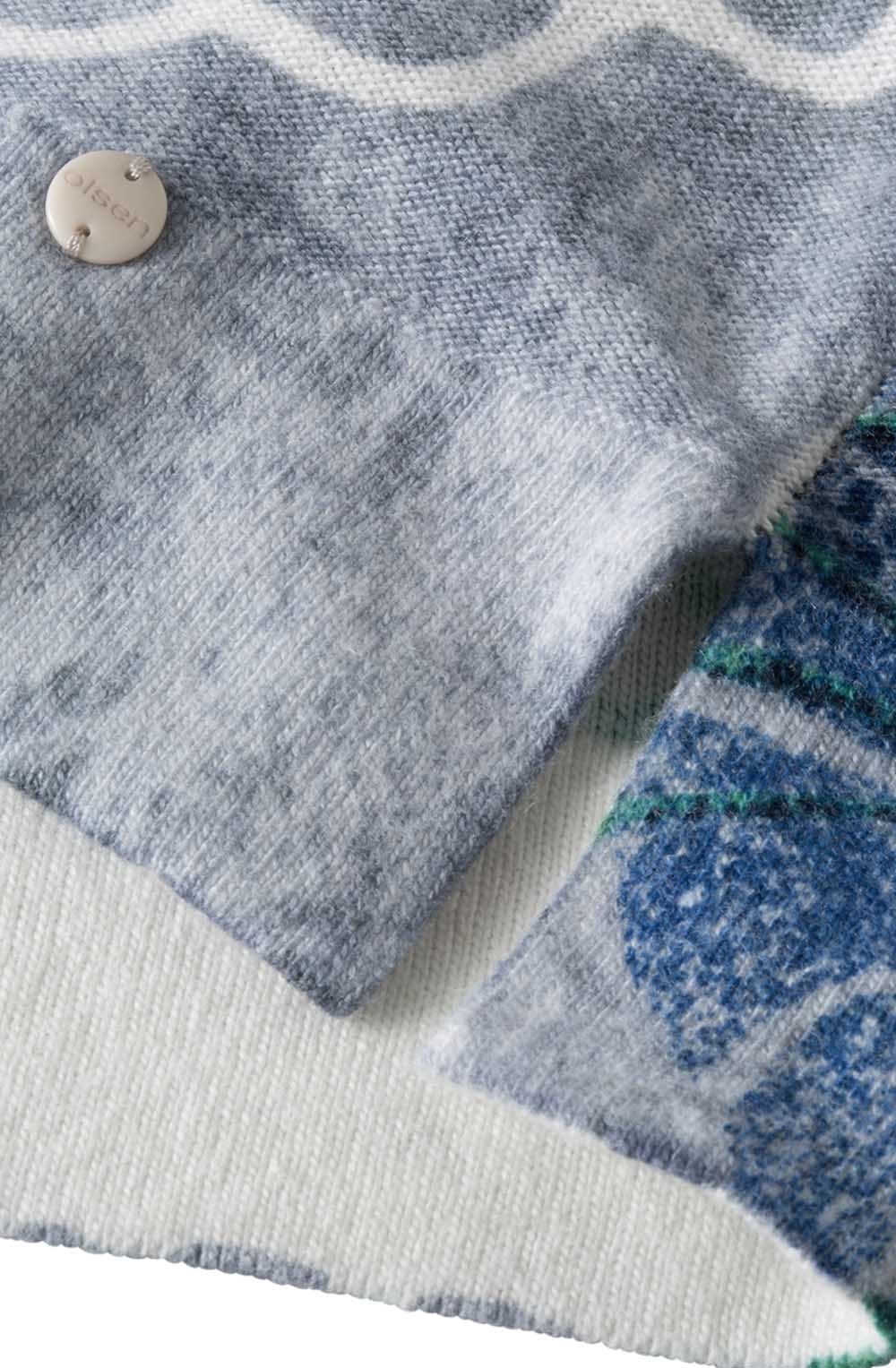 Blue Floral Knit Sweater