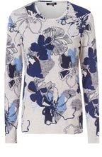 Blue Floral Print Jersey Top