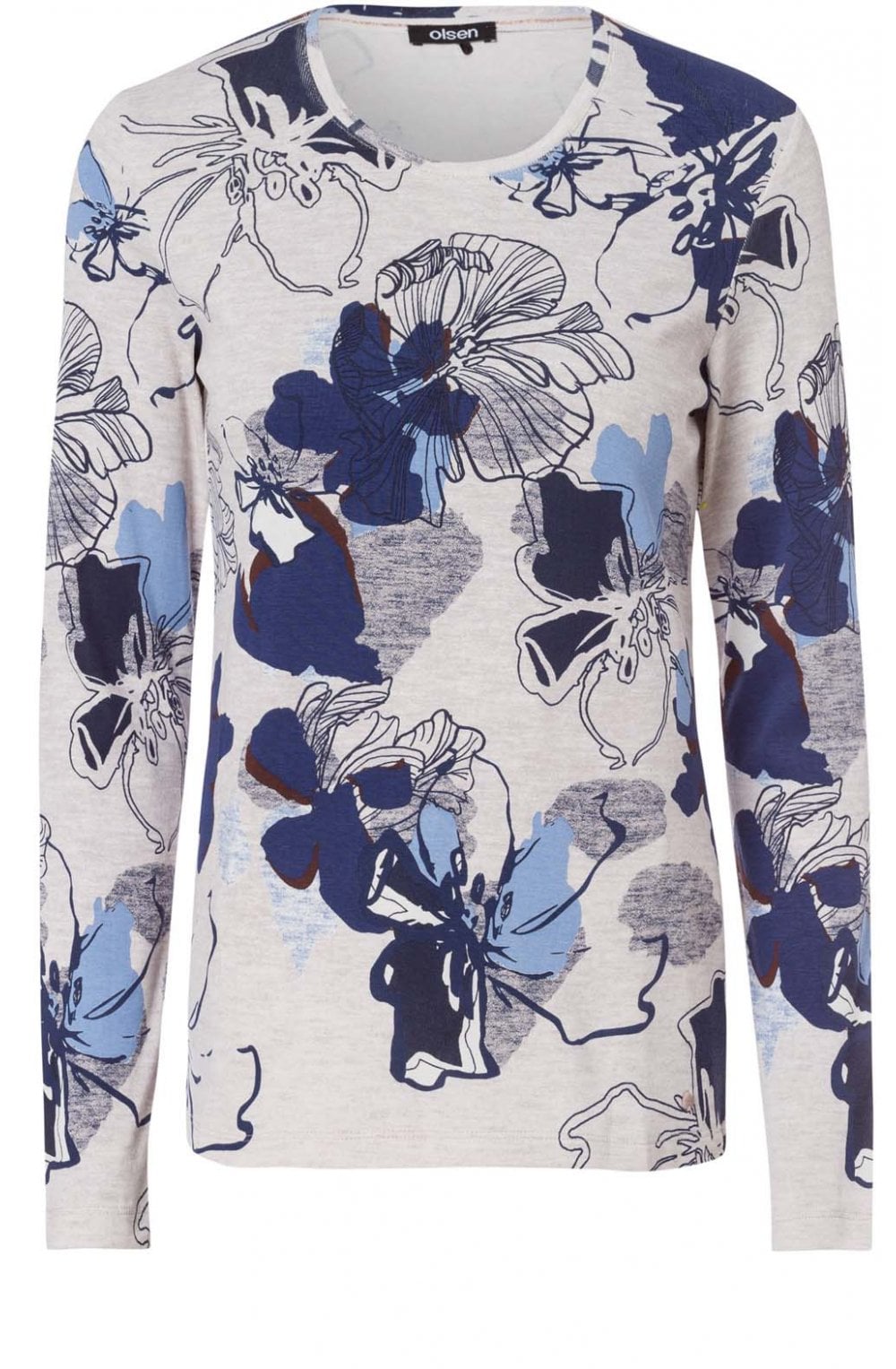 Blue Floral Print Jersey Top