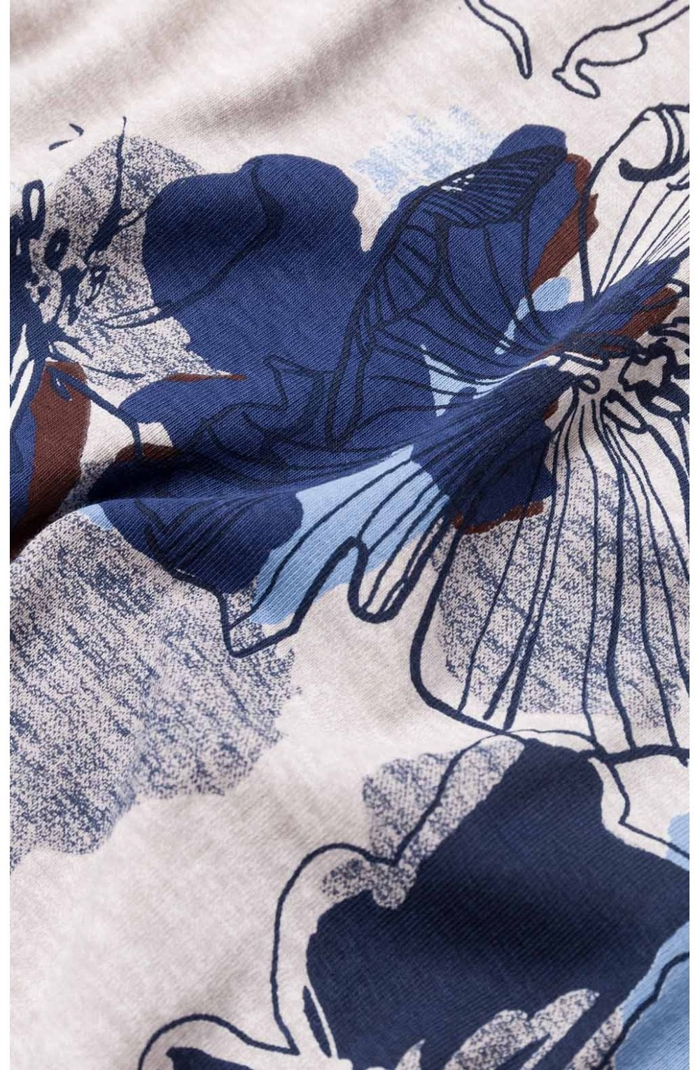 Blue Floral Print Jersey Top