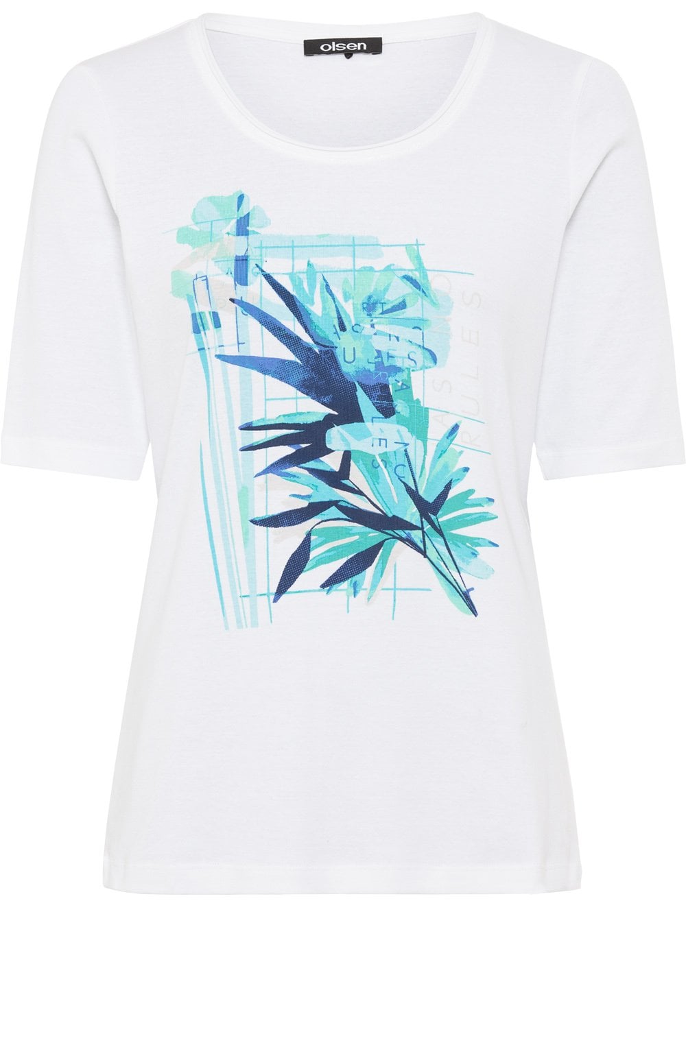 Blue Floral Print White Edda T Shirt