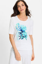 Blue Floral Print White Edda T Shirt