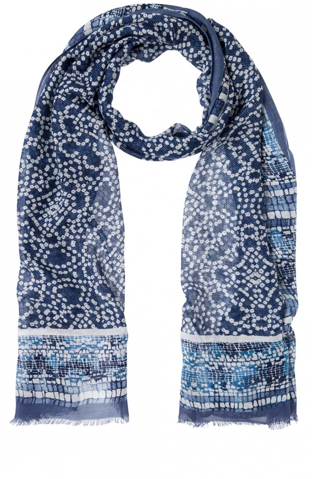 Blue Indigo Patterned Scarf