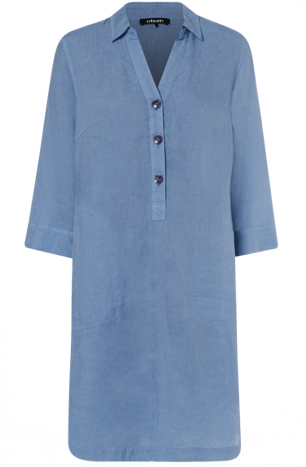 Blue Linen Shirt Dress