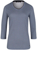 Blue Patterned Jersey Top