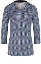 Blue Patterned Jersey Top