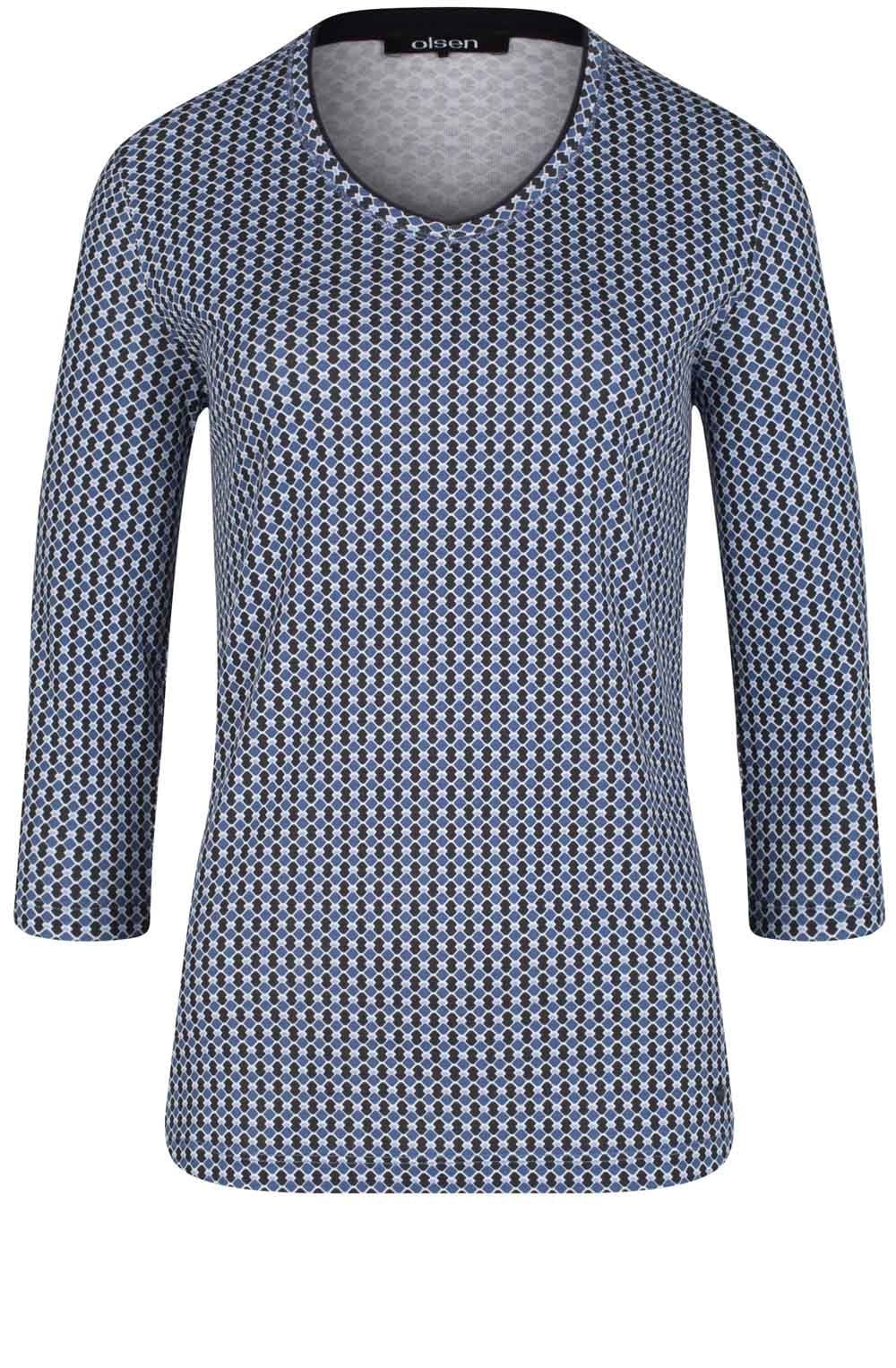 Blue Patterned Jersey Top
