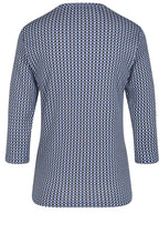 Blue Patterned Jersey Top